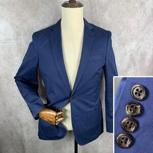 J Crew Ludlow Blazer Jacket Men 36R Blue Larusmiani Unstructured Sport Coat